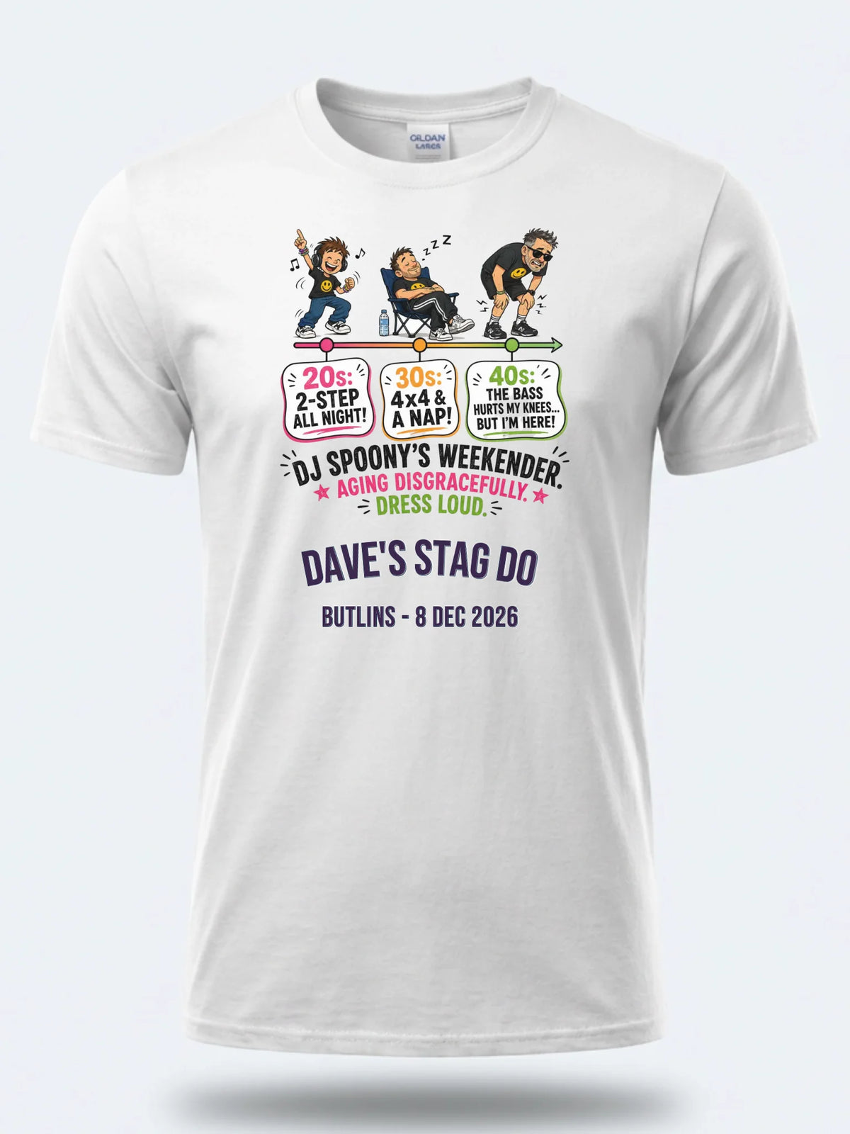 Personalised House of Garage Tee — white tee, front view