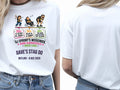Personalised House of Garage Tee — white tee, front and back view