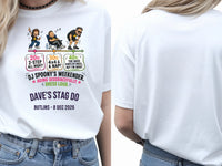 Personalised House of Garage Tee — white tee, front and back view