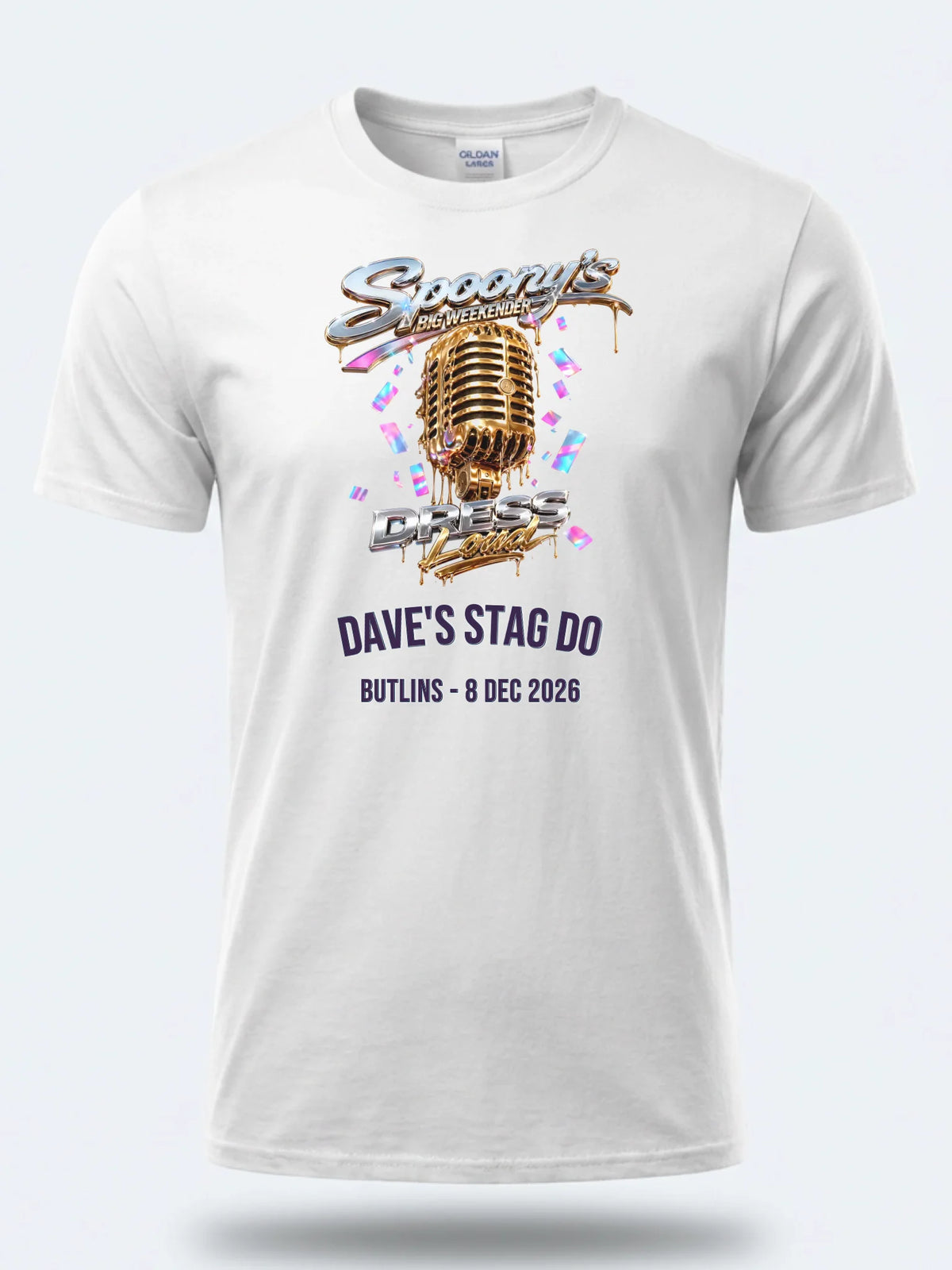 Personalised House of Garage Tee — white tee, front view