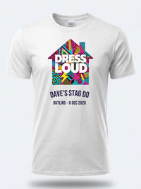 Personalised House of Garage Tee — white tee, front view