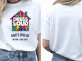 Personalised House of Garage Tee — white tee, front and back view