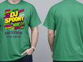 Personalised House of Garage Tee — irish green tee, front and back view