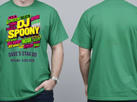 Personalised House of Garage Tee — irish green tee, front and back view