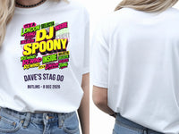Personalised House of Garage Tee — white tee, front and back view