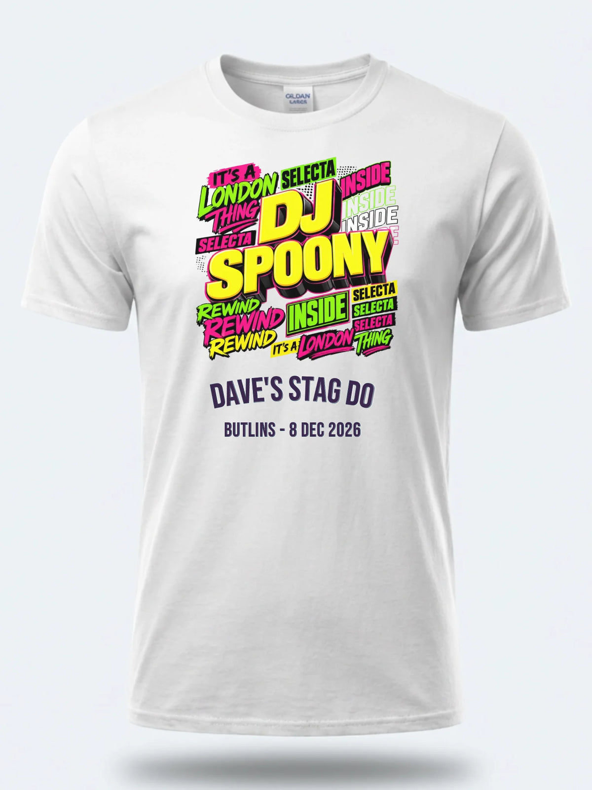 Personalised House of Garage Tee — white tee, front view