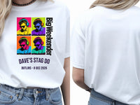 Personalised House of Garage Tee — white tee, front and back view