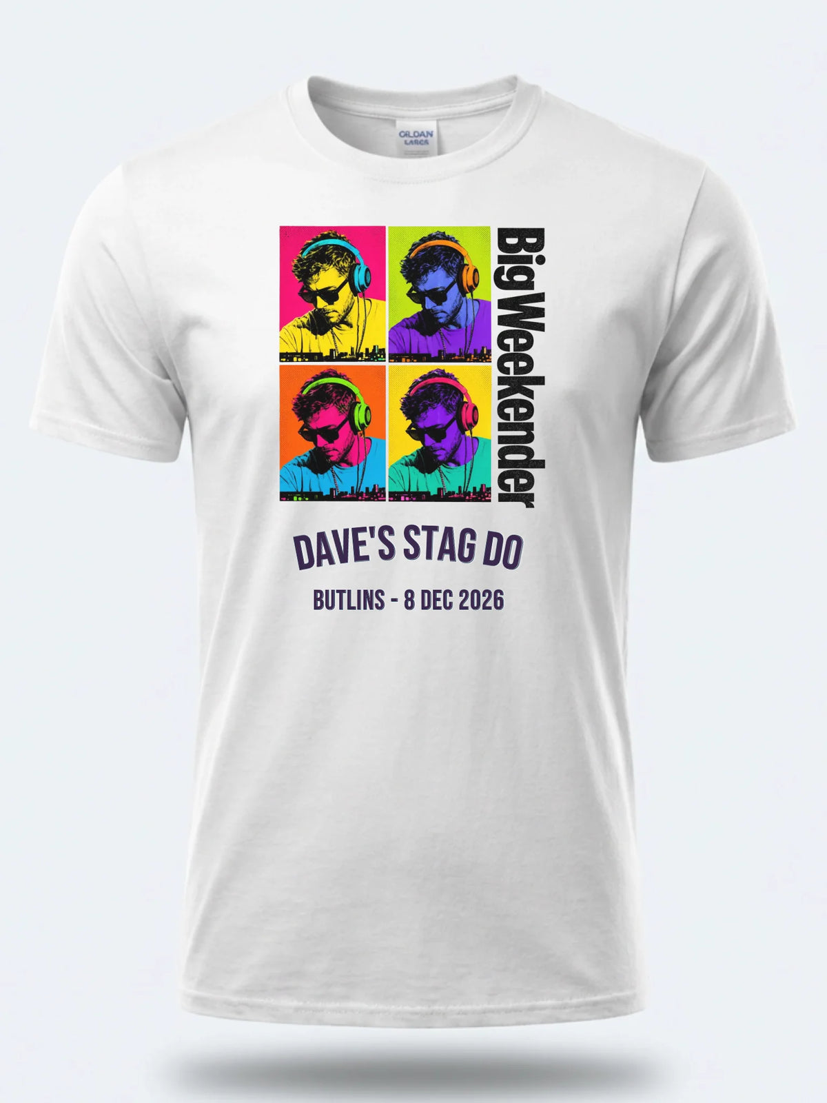 Personalised House of Garage Tee — white tee, front view
