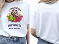Personalised House of Garage Tee — white tee, front and back view