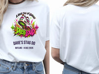 Personalised House of Garage Tee — white tee, front and back view