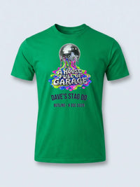 Personalised House of Garage Tee — irish green tee, front view