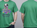 Personalised House of Garage Tee — irish green tee, front and back view