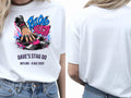 Personalised House of Garage Tee — white tee, front and back view