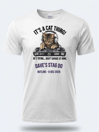 Personalised House of Garage Tee — white tee, front view