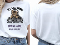 Personalised House of Garage Tee — white tee, front and back view