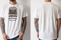Personalised House of Garage Tee — natural tee, front and back view