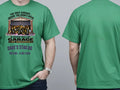 Personalised House of Garage Tee — irish green tee, front and back view