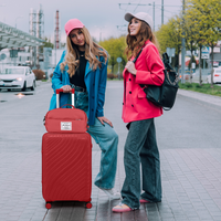 4-Piece Luggage Set with 2 Handbags & 8-Piece Toiletry Kit – Durable PP Suitcase (18in/20in/24in/28in) + 30L Travel Tote + 3L Crossbody Wash Bag – Iron Telescopic Handle – Red Dress Loud