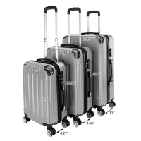 3 Pcs Suitcase Lightweight ABS Carry-on Hand Luggage 4 Spinner Wheels Trolley Case Dress Loud