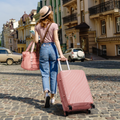 4-Piece Luggage Set with 2-Piece Handbag & 8-Piece Toiletry Kit – Rose Gold PP Suitcase + Beige Travel Accessories Dress Loud