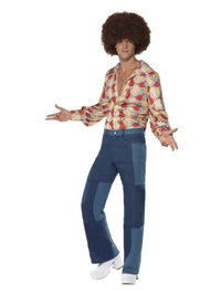70s Deluxe Flared Trousers, Mens, Blue Dress Loud