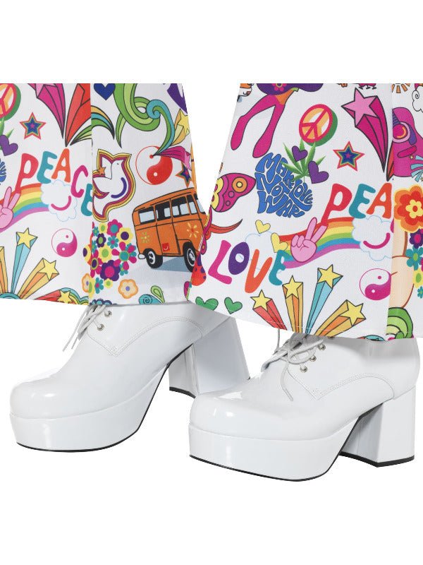 70s Mens Platform Shoes, White Dress Loud