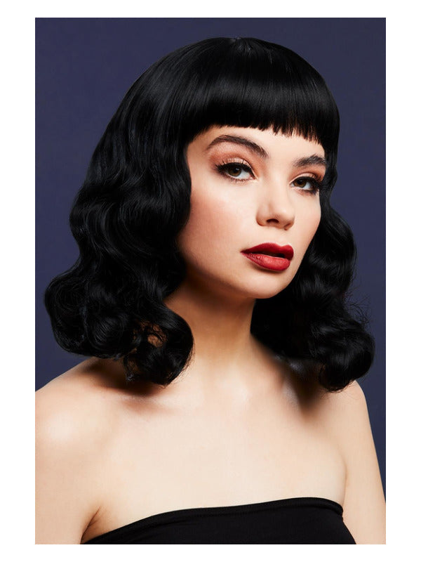 Fever Bettie Wig with Short Fringe, Black Dress Loud