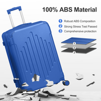 20-inch ABS Hard Shell Suitcase with Diamond Pattern - Navy Blue Dress Loud