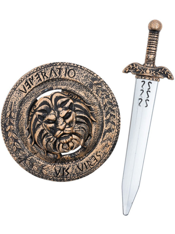 Gladiator Lion Shield 49cm & Sword 48cm Dress Loud
