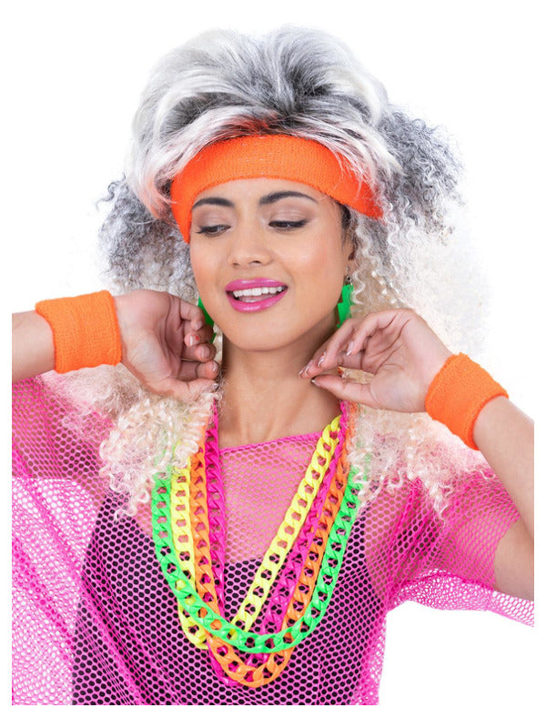 80s Neon Sweatbands, Orange Dress Loud
