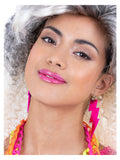 80s Neon Lightning Bolt Earrings, Pink Dress Loud