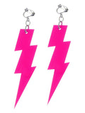 80s Neon Lightning Bolt Earrings, Pink Dress Loud