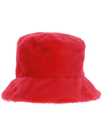 90s Red Fur Bucket Hat Dress Loud