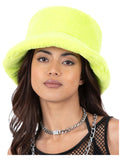 90s Green Fur Bucket Hat Dress Loud