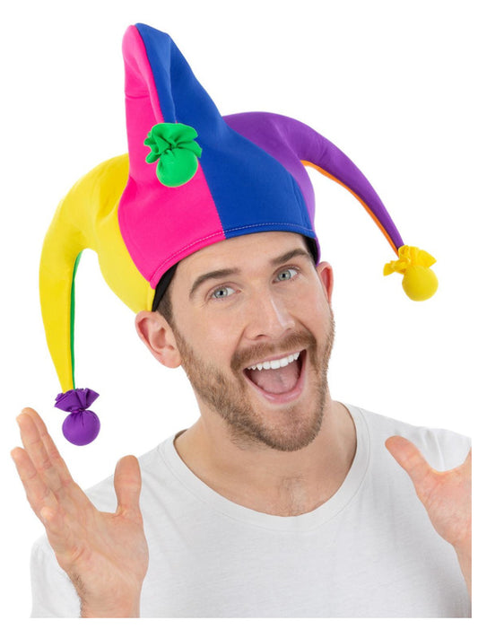 Neon Rainbow Jester Hat