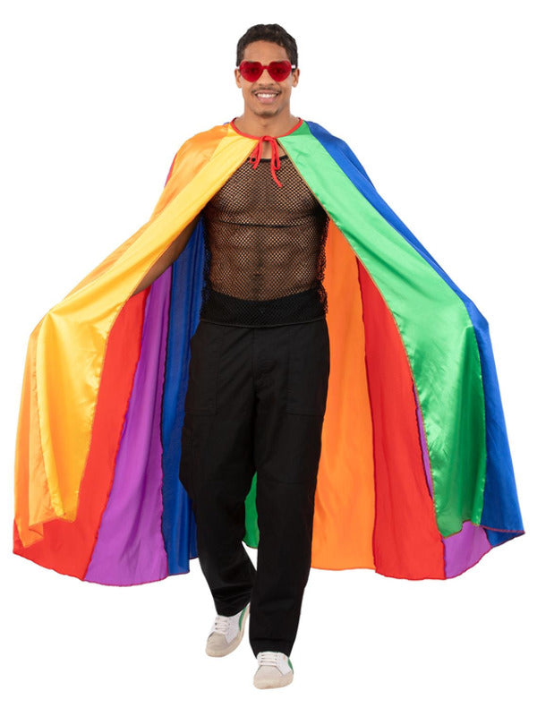 Rainbow Satin Cape Dress Loud