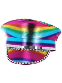 Metallic Studded Rainbow Captains Hat Dress Loud