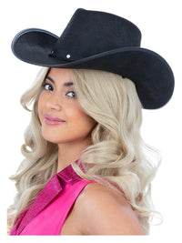 Black Cowboy Hat, Felt, with Cord Dress Loud