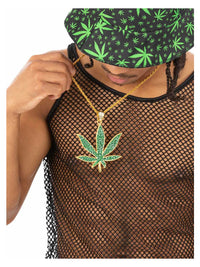 90s Hemp Bling Medallion, Green Glitter Resin