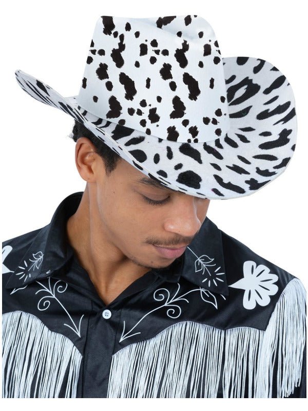 Cow Print Cowboy Hat, with Cord Dress Loud