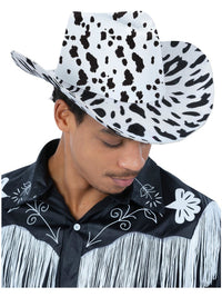 Cow Print Cowboy Hat, with Cord Dress Loud