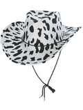 Cow Print Cowboy Hat, with Cord Dress Loud
