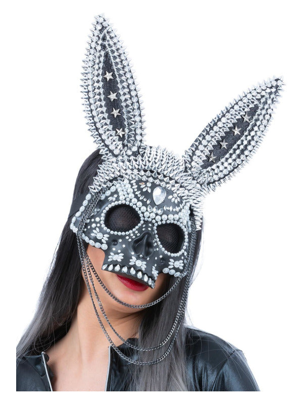 Fever Jewelled Skeleton Bunny Mask Dress Loud