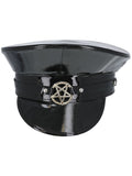 Fever Deluxe Black Wetlook Occult Captains Hat Dress Loud