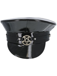 Fever Deluxe Black Wetlook Occult Captains Hat Dress Loud