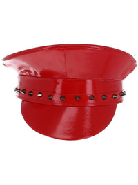Fever Deluxe Red Wetlook Studded Captains Hat Dress Loud