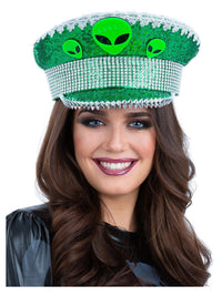 Fever Deluxe Alien Sequin Captains Hat Dress Loud