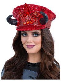 Fever Deluxe Devil Sequin Captains Hat Dress Loud