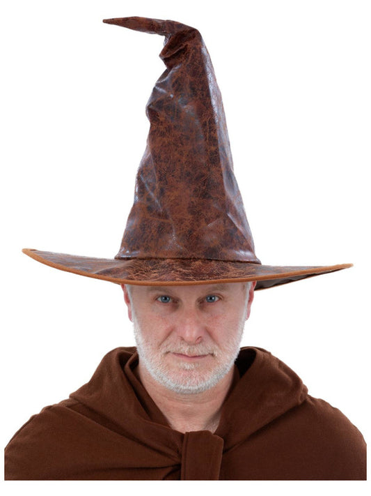 Distressed Mock Leather Wizard Hat
