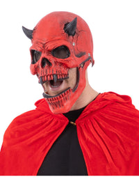 Red Devil Skull Latex Mask, with Moving Mouth Dress Loud
